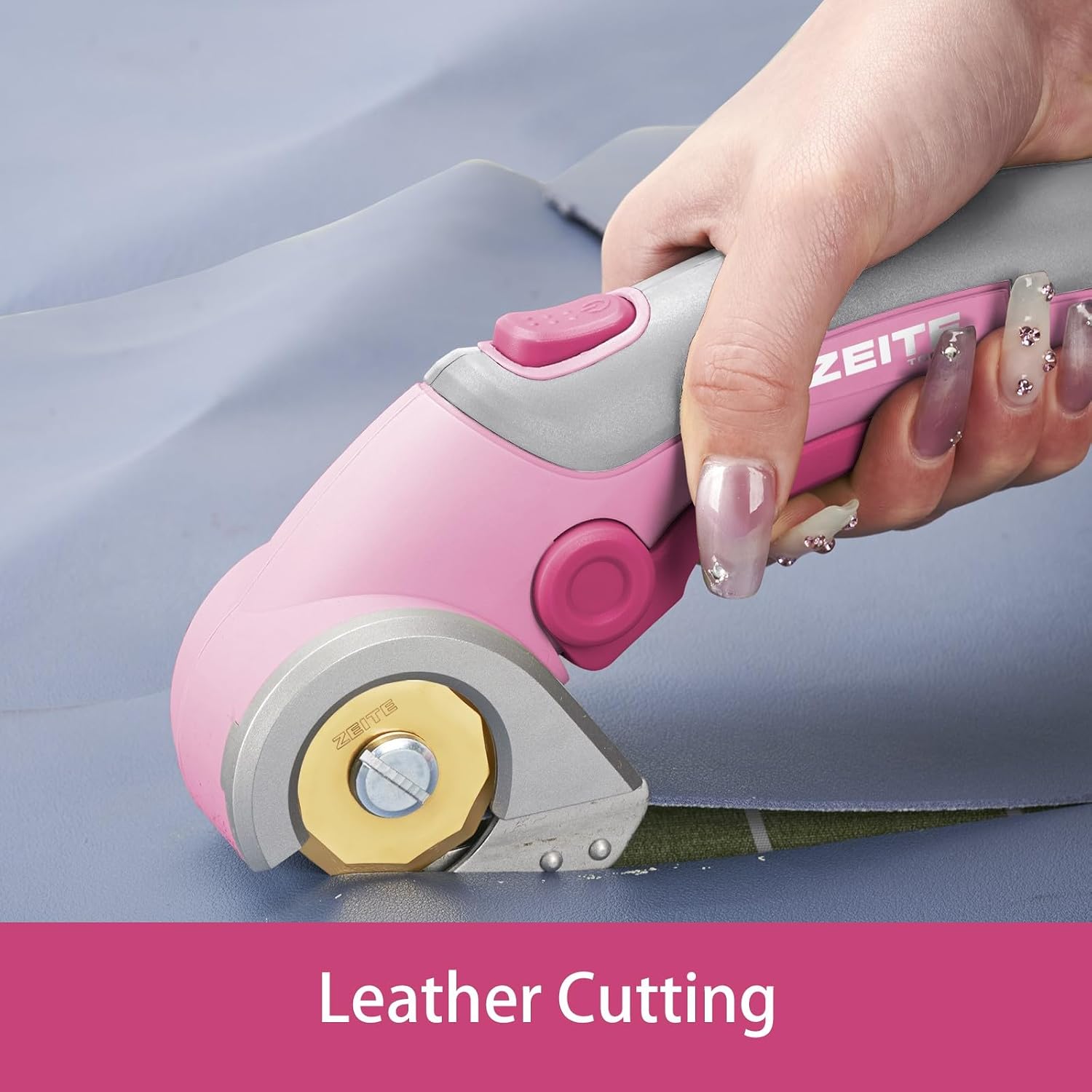 ZEITE Cordless Cardboard Box Cutter with Titanium Coated HSS Blades (Pink)