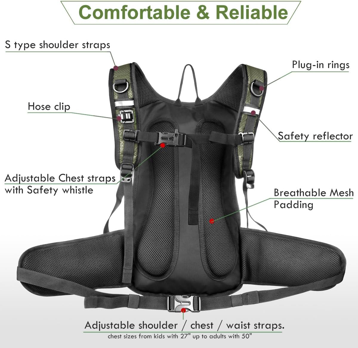 Mothybot Hydration Pack, Insulated Hydration Backpack with 2L BPA Free Water Bladder and Storage, Hiking Backpack for Men, Women, Kids for Running, Cycling, Camping - Keep Liquid Cool up to 5 Hours