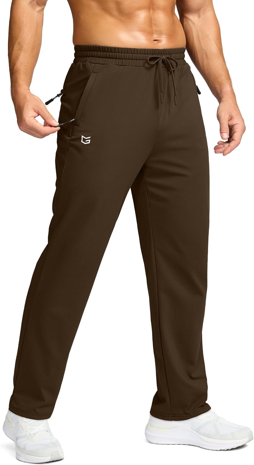 G Gradual Men's Fleece Lined Pants with 3 Zipper Pockets Water Resistant Winter Warm Hiking Pants Athletic Sweatpants for Men