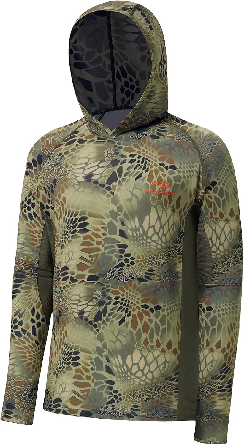 BASSDASH Men's UPF 50+ Lightweight Hunting Camo Hoodie Quick Dry Performance Long Sleeve Fishing Shirt with Hood FS30M