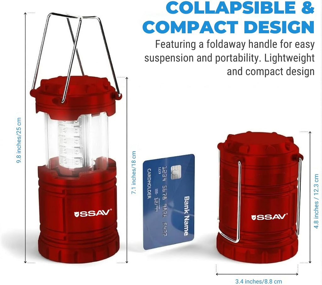 SSAV Battery Powered LED Lanterns (Batteries Included) (2 Pack Red)