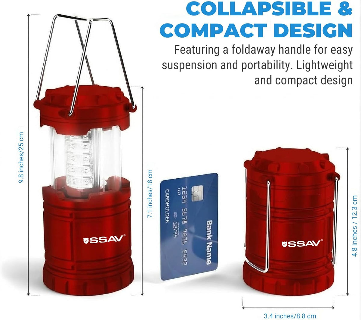 SSAV Battery Powered LED Lanterns (Batteries Included) (2 Pack Red)