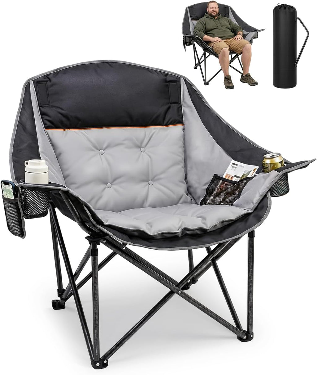 HOPERAN Oversized Camping Chair with Foot Rest, 500lbs Padded Lawn Chairs
