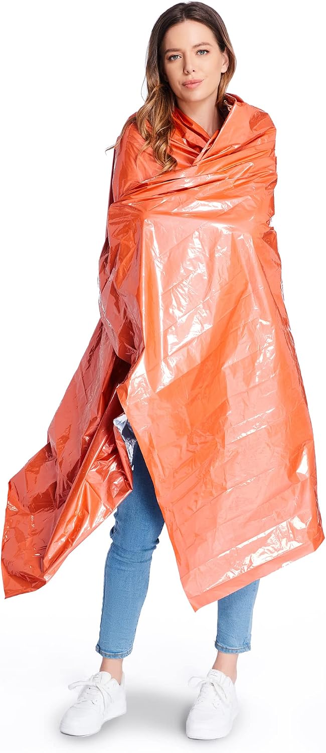 ANLOKE Emergency Blanket Mylar Thermal Blanket(4 Pack) Survival Gear-Orange
