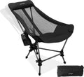 Portable Hammock Camping Chair, Lightweight Folding Beach Lounge Chair with Adjustable Height Legs, Mesh Portable Swing Camp Chair with Cushioned Head Pillow & Armrests for Camping Beach Hiking
