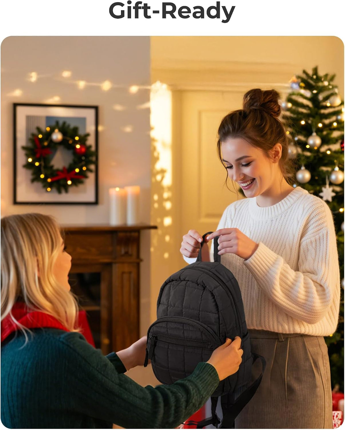 BAGSMART Mini Backpack for Women, Small College Backpack, Classic Black