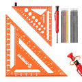 2pcs Rafter Square, 12-inch & 7-inch Carpenter Sqaure Set withWoodworking Pencil, Carpenter Measuring Layout Tool,Aluminum Alloy Triangle Ruler for Woodworking- Imperial