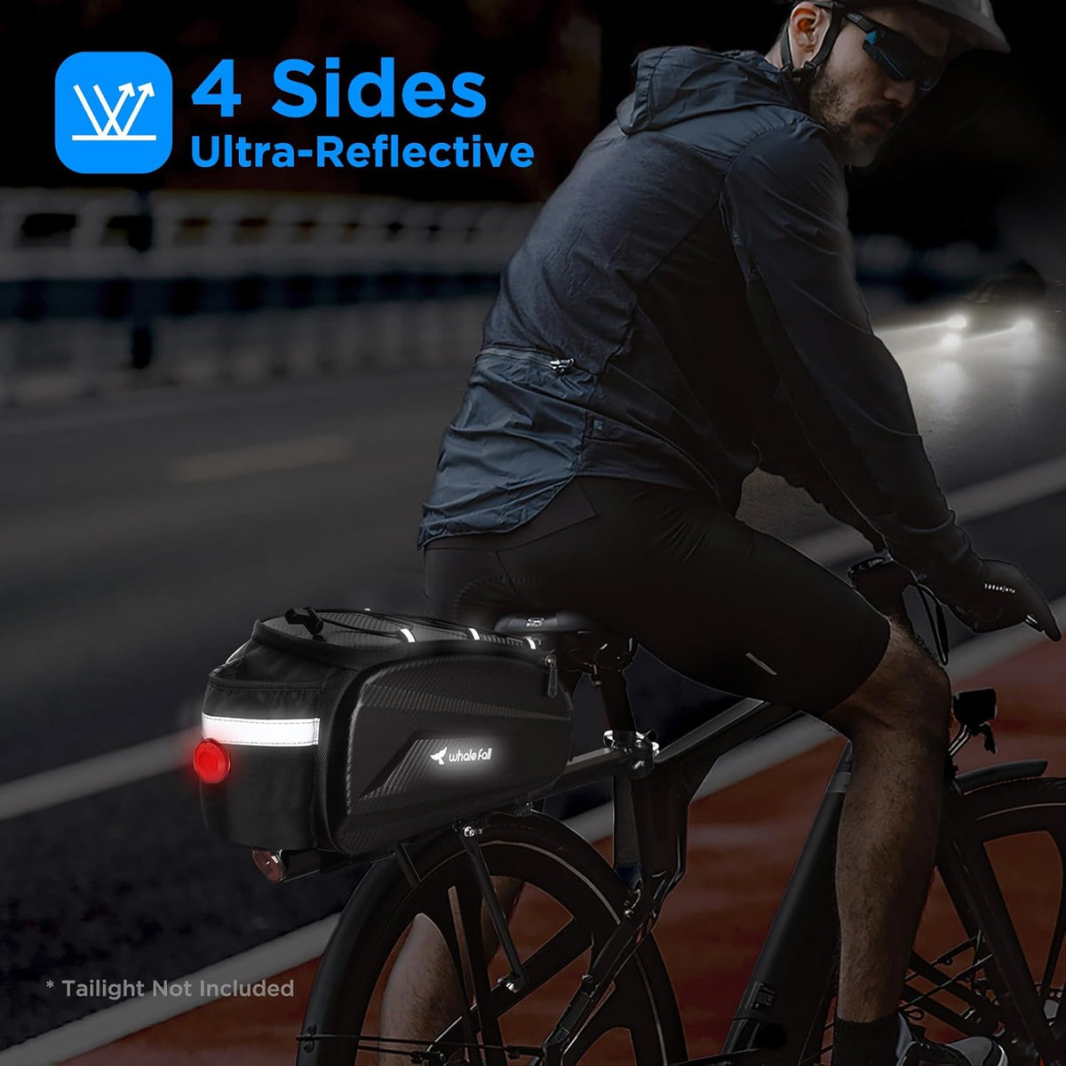 whale fall 10L Bike Rack Bag, Waterproof Hard Shell EVA Ebike Bag