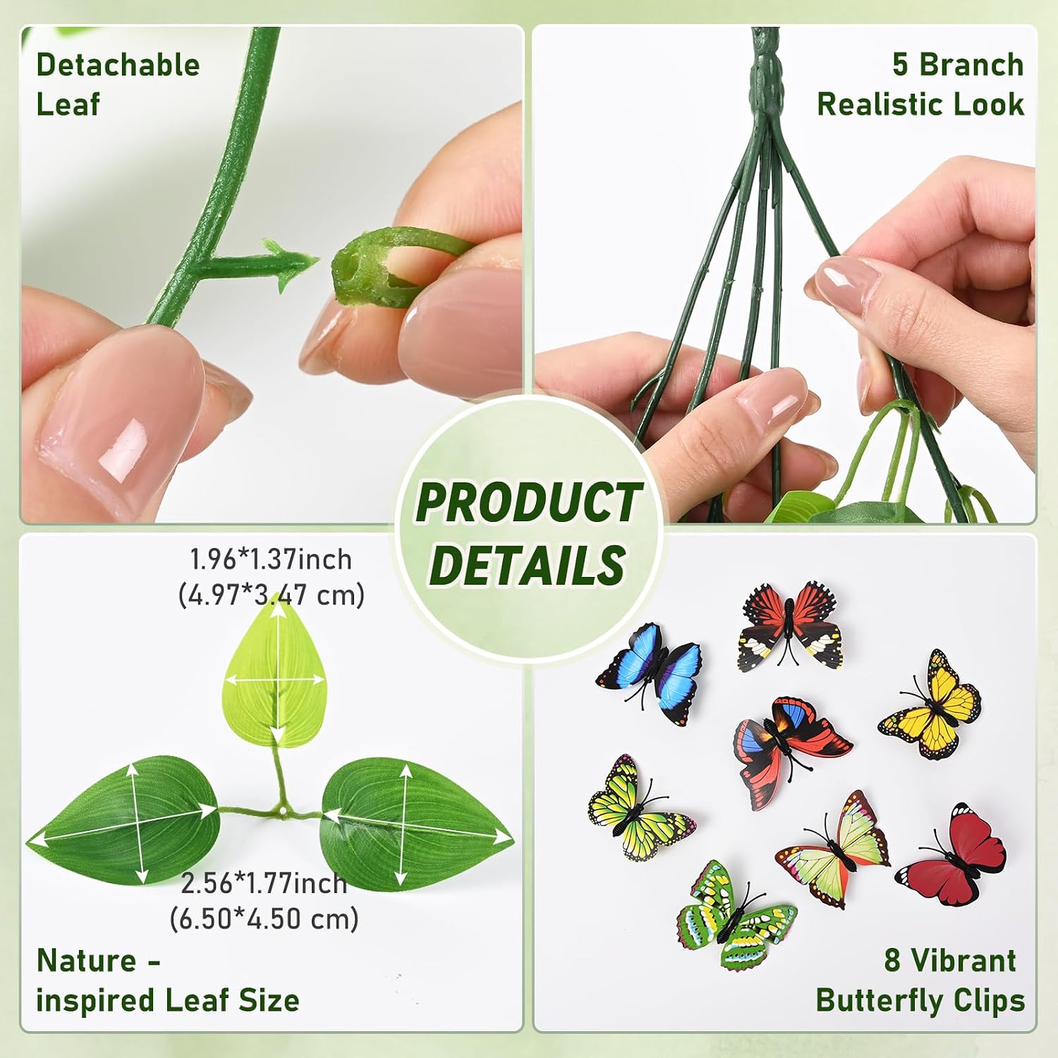 BLEUM CADE Fake Hanging Plants, 2pcs Artificial Pothos Vines Faux Plants Greenery for Wall Home Living Room Office Indoor Outdoor Decor (No Baskets)