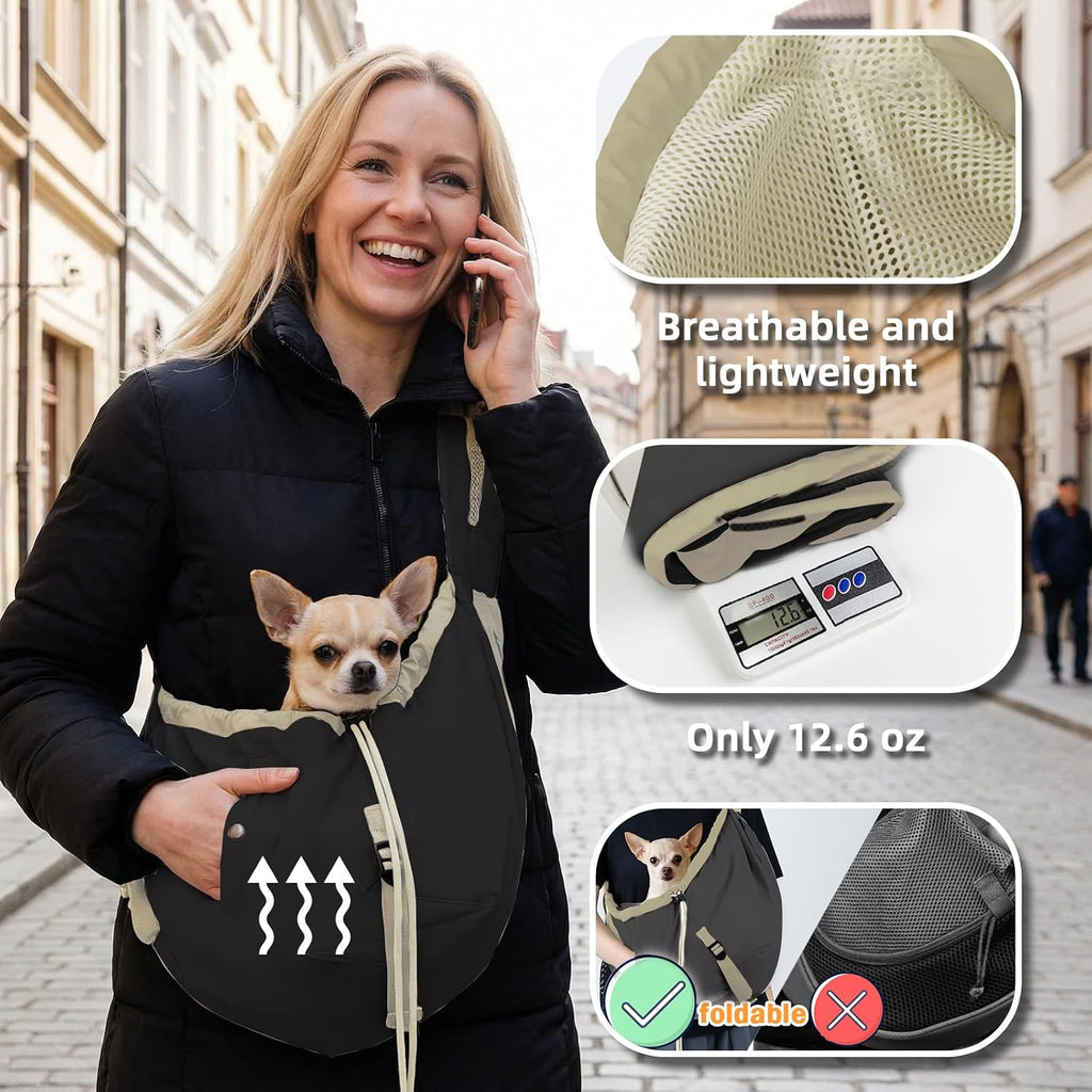 Dog Carrier Sling, Dog Carriers for Small Dogs Up to 20lbs, Black
