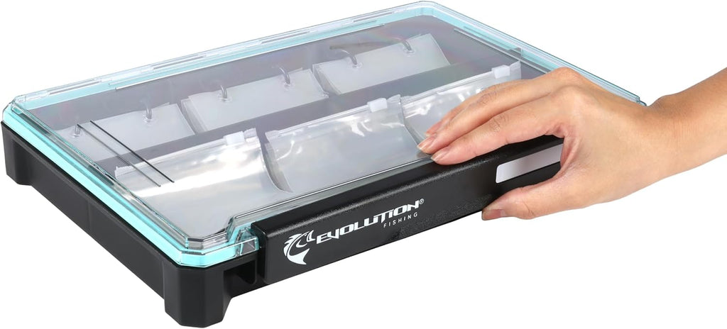 Evolution Fishing BallistiX Blade Runner Tackle Tray - Waterproof, Spinnerbait & Buzzbait Storage, 24 Rust-Resistant Baggies, 6 Sections, Fits 3700 Tackle Box, QuikLatch