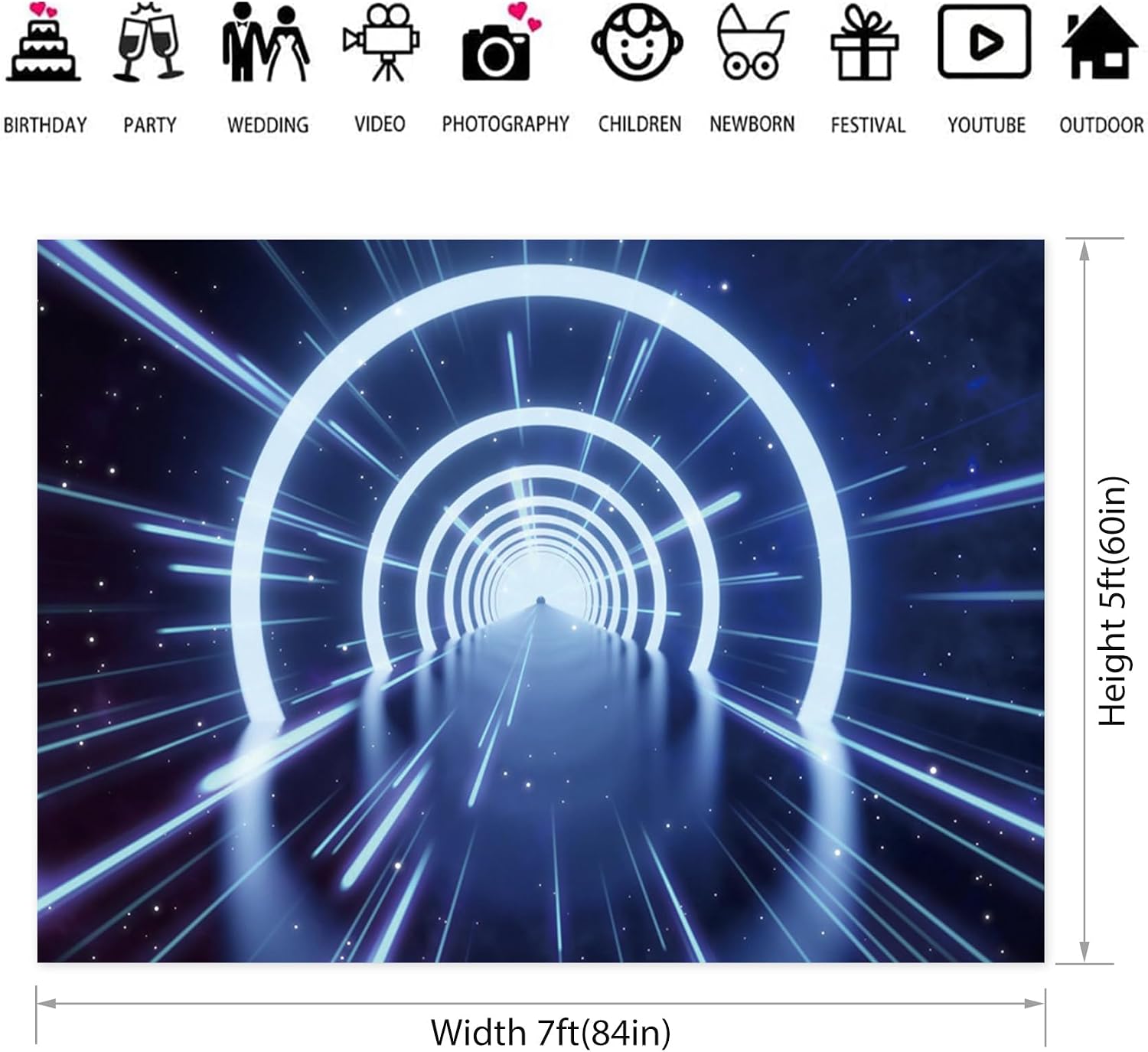 7x5ft Future Tunnel Backdrop Science Fiction Theme Space Interstellar Travel Time Tunnel Photography Background Club Party Space Time Tunnel Decor Banner Adult Portrait Wallpaper