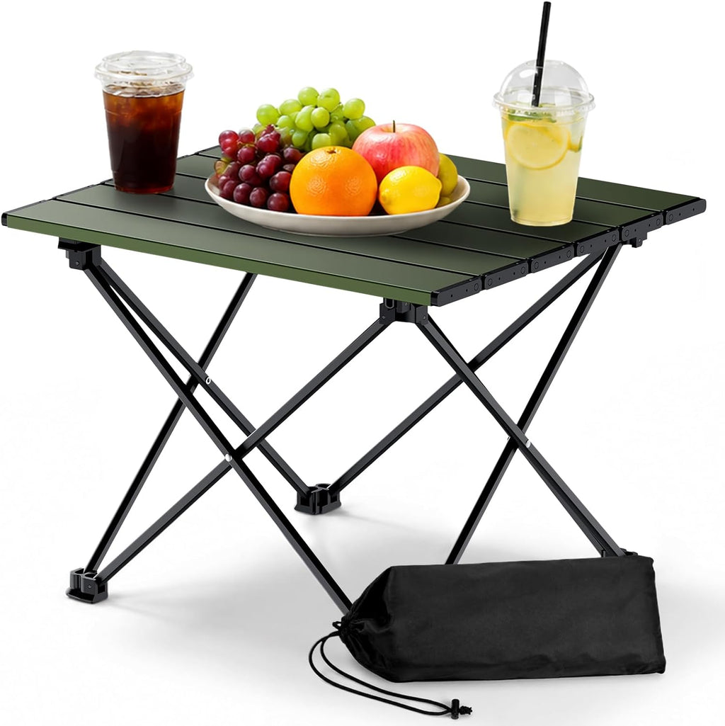 Anbte Small Folding Camping Table, Aluminum Frame, 45 lb Capacity