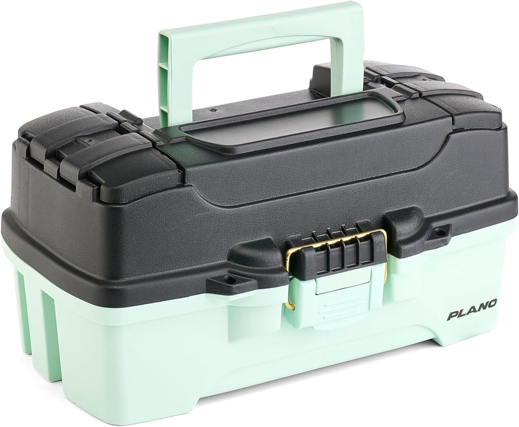 Plano Catch All One-Tray Tackle Box Kit, Black/Blue, Rust-Proof Brass Latch, Top-Access Tray with Deep Storage, Made in the USA, Portable Fishing Gear Storage Organizer