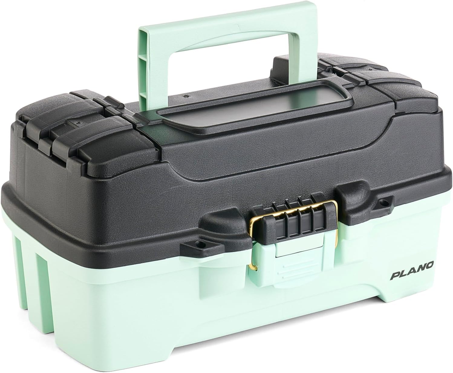 Plano Catch All One-Tray Tackle Box Kit, Black/Blue, Rust-Proof Brass Latch, Top-Access Tray with Deep Storage, Made in the USA, Portable Fishing Gear Storage Organizer