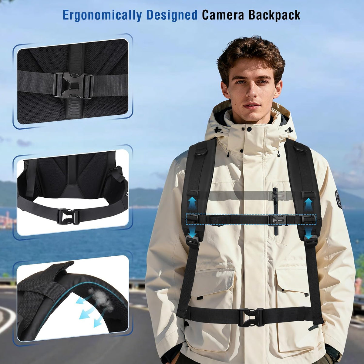 MOSISO Waterproof Camera Backpack, DSLR/SLR/Mirrorless Camera Bag, Black