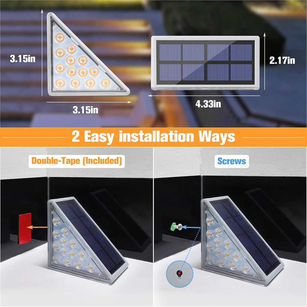 VOLISUN Solar Stair Lights 6 Pack, Solar Step Lights Outdoor Waterproof