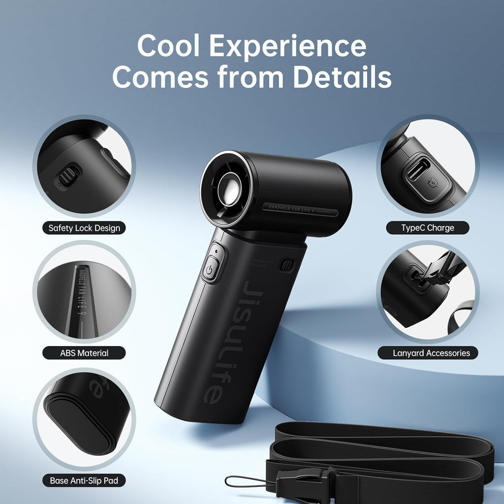 JISULIFE Portable Handheld Fan Life9, Turbo Airflow, Up to 18H Runtime
