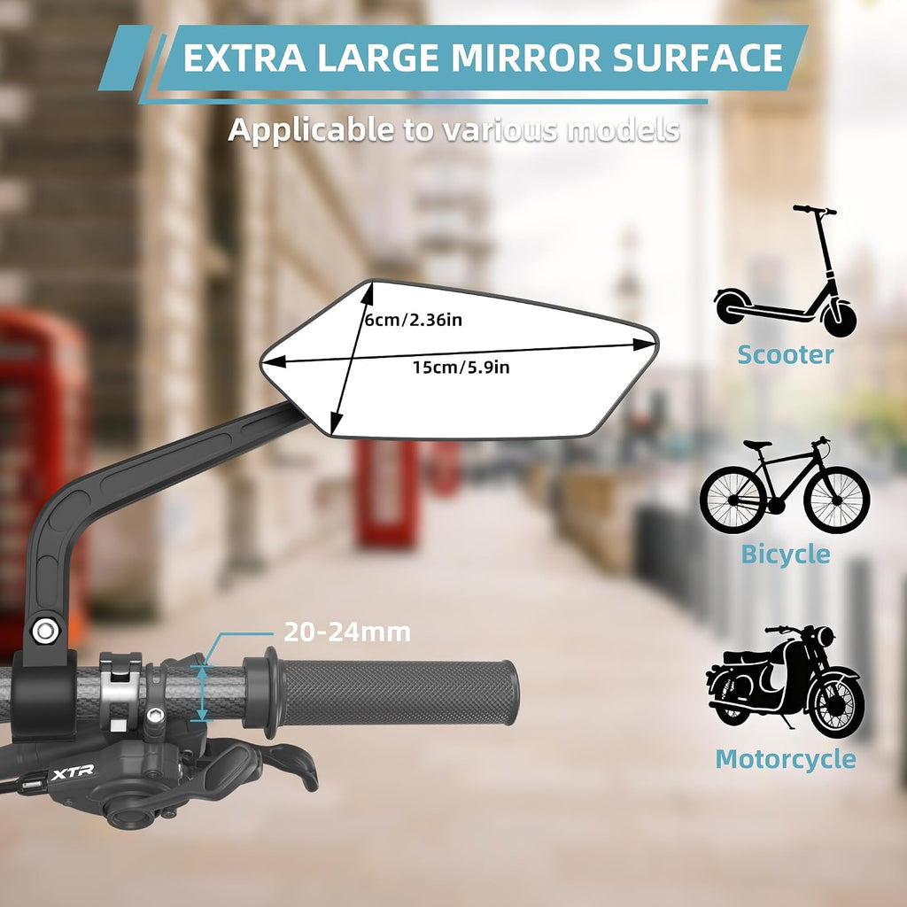 2 Pack Bicycle Mirror for Handlebar, Bike Rear View Mirror(HD Version)