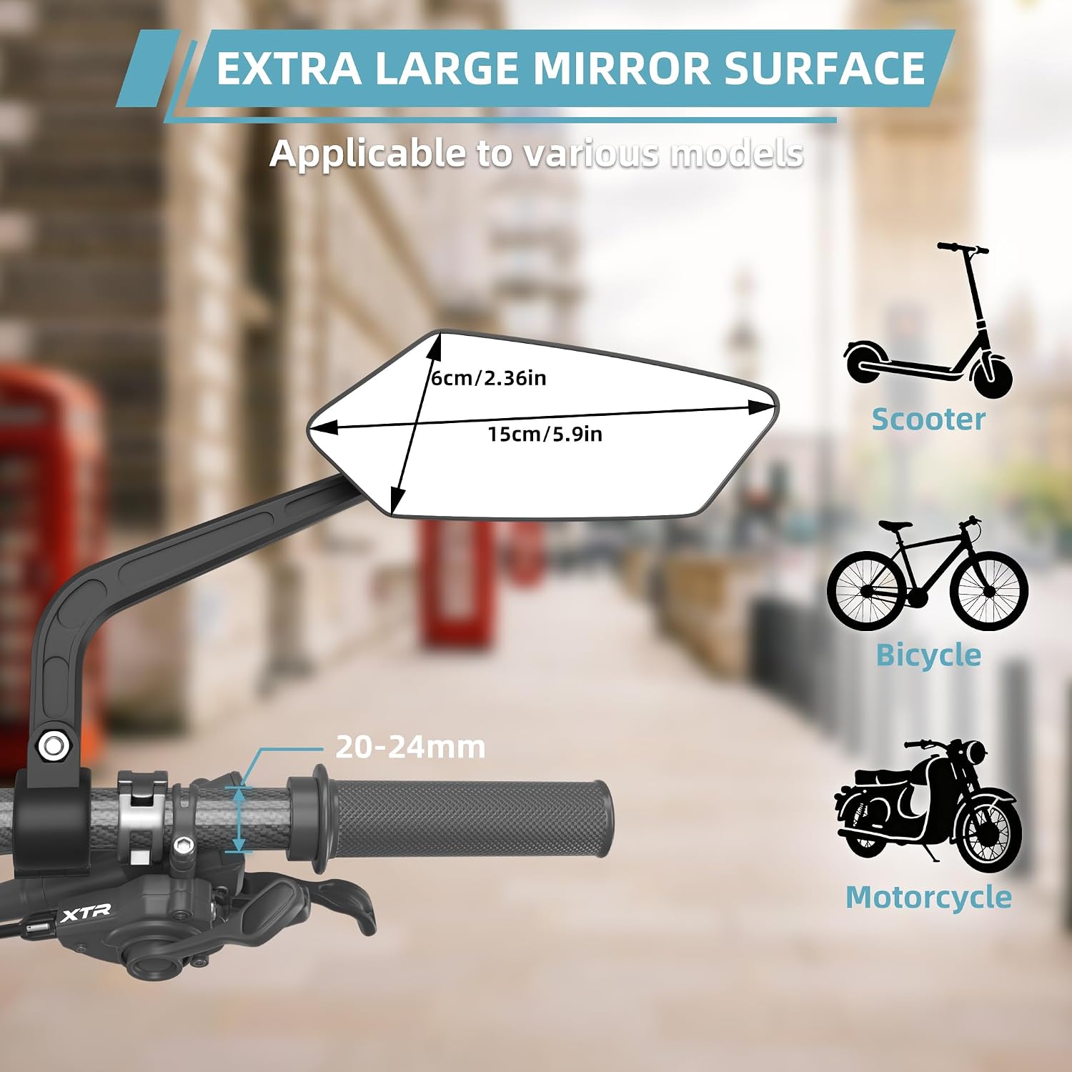 2 Pack Bicycle Mirror for Handlebar, Bike Rear View Mirror(HD Version)