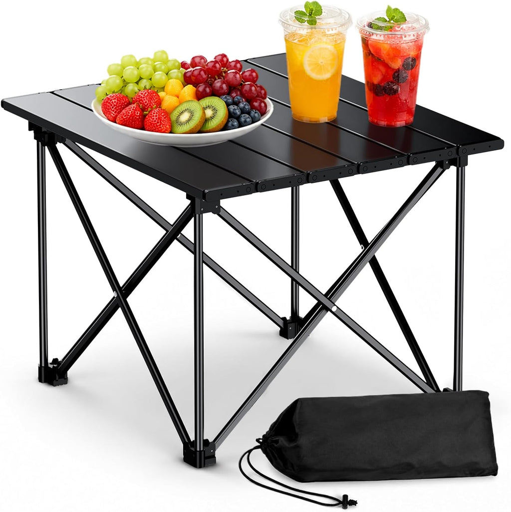 Anbte Small Folding Camping Table, Ultralight Aluminum, 44 Lb Capacity