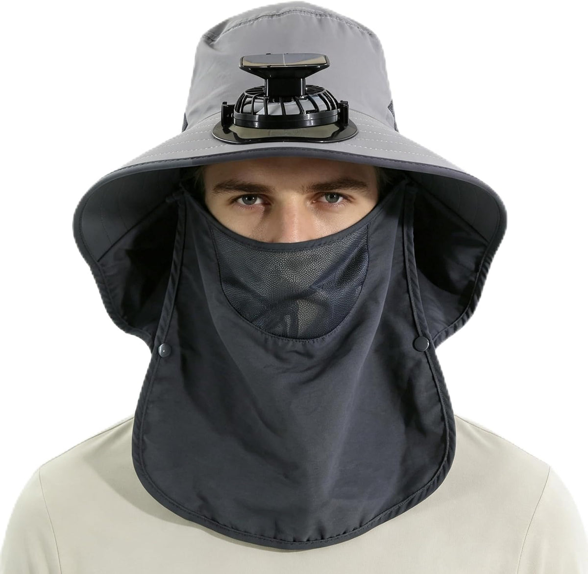 Outdoor Sun Hat Detachable Neck Face Flap UPF 50+UV Protection Visor Fishing Hats with Neck Flap for Men & Women