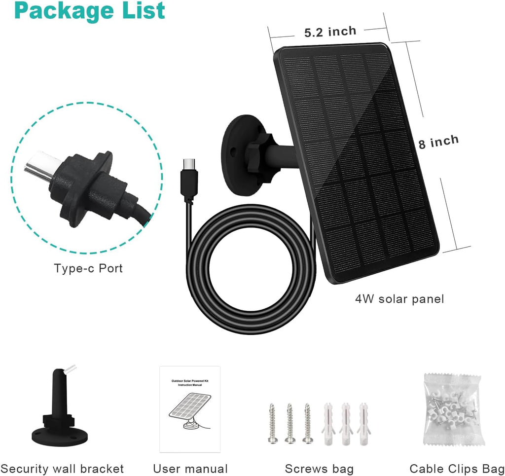 Solar Panel for Blink Camera, Solar Panel 4W Compatible with Blink Outdoor 4 (4th Gen) Camera, Solar Charger for Camera Outdoor with 13.12Ft Outdoor Power Cable, Adjustable Mount, IP65 Waterproof