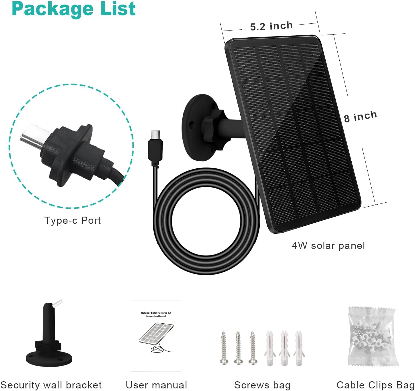 Solar Panel for Blink Camera, Solar Panel 4W Compatible with Blink Outdoor 4 (4th Gen) Camera, Solar Charger for Camera Outdoor with 13.12Ft Outdoor Power Cable, Adjustable Mount, IP65 Waterproof