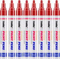 Red Paint Markers, 8 Pack Oil-Based Waterproof Quick Dry Permanent Paint Pen Set for Rocks Painting, Wood, Fabric, Plastic, Canvas, Glass, Mugs, Metal, Tire, Stone, DIY Craft