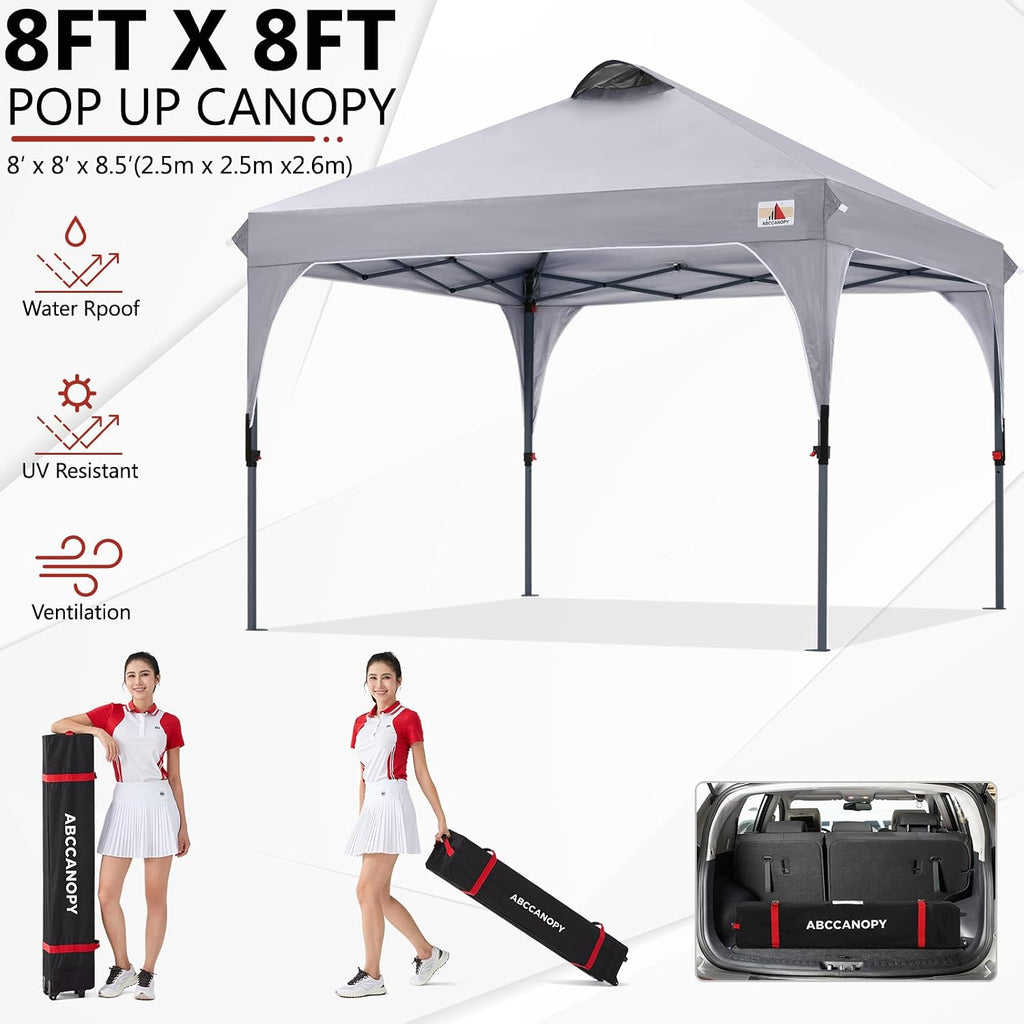 ABCCANOPY 8x8 Pop up Canopy Tent Instant Outdoor Shelter, Gray