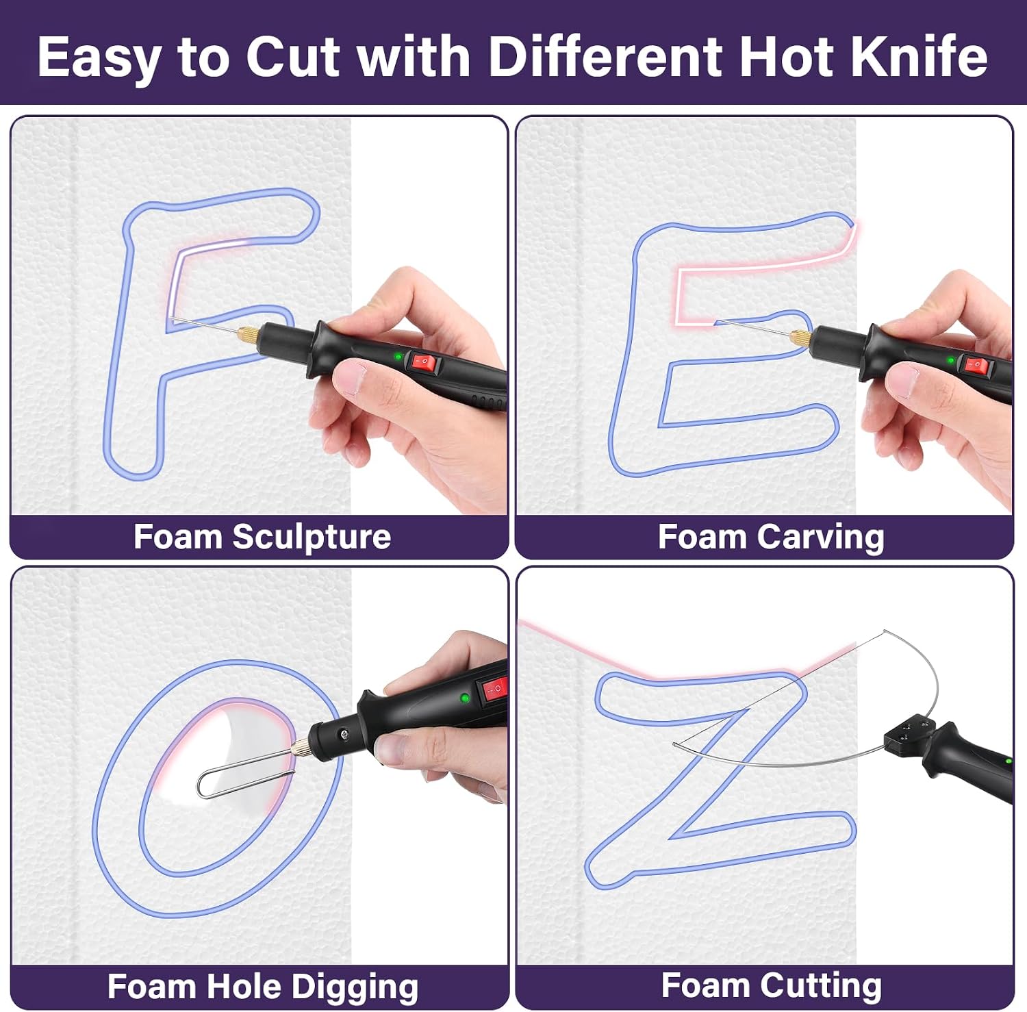 4 in 1 Hot Wire Foam Cutter, 18W Electric Hot Knife Styrofoam Cutting Kit