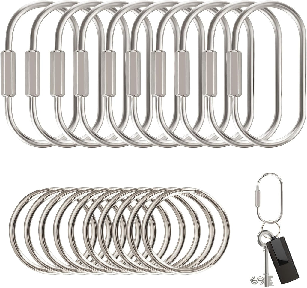 Muitcdo 10 Pack Brass Key Rings Bulk, Gold Key Chain Organizer Holder for Men Women with Secure Screw Locking, Cute Purse Bag Charms for Handbags, Small Carabiner Clip for Dog Leash Pet Tags