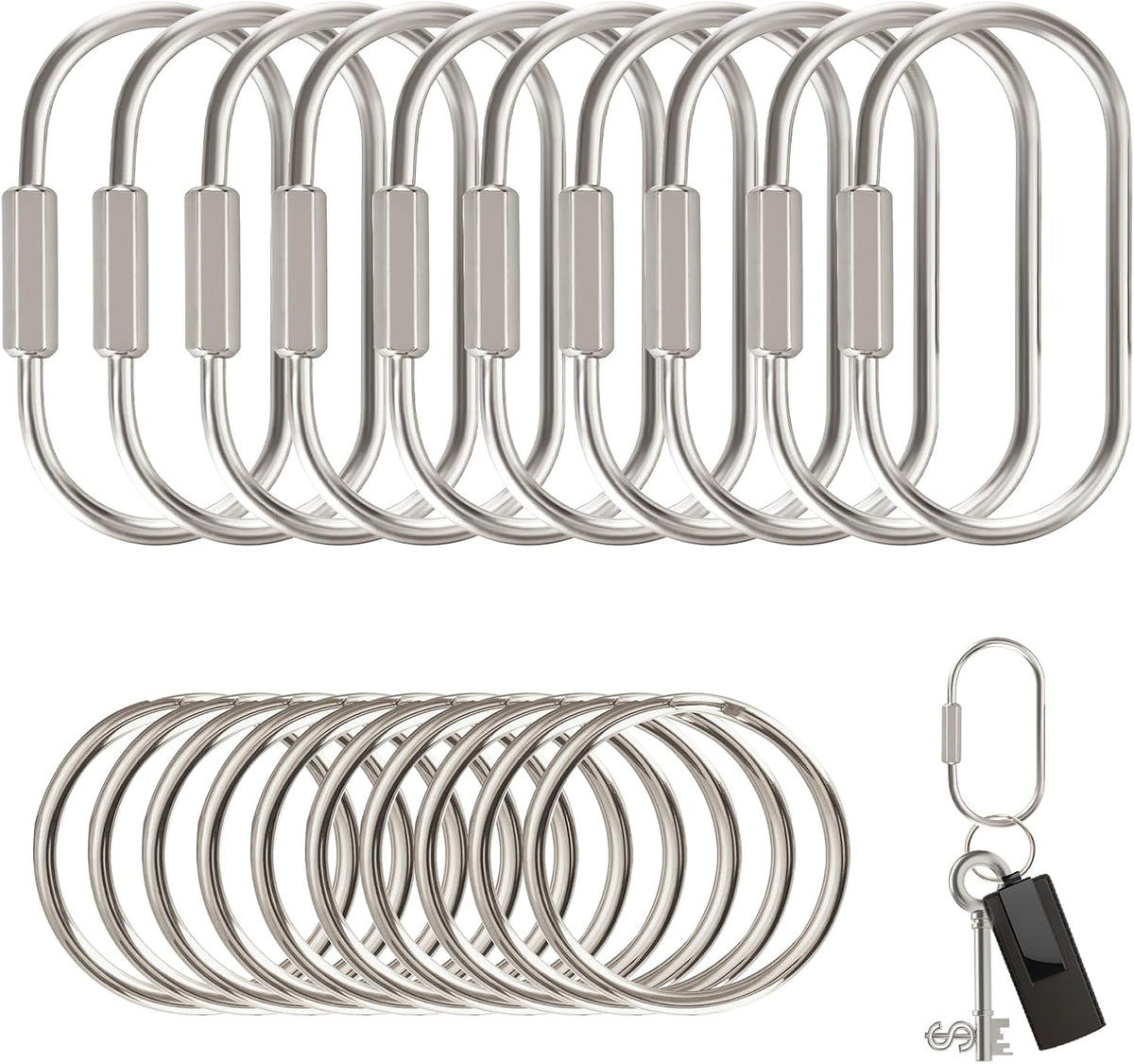 Muitcdo 10 Pack Brass Key Rings Bulk, Gold Key Chain Organizer Holder for Men Women with Secure Screw Locking, Cute Purse Bag Charms for Handbags, Small Carabiner Clip for Dog Leash Pet Tags