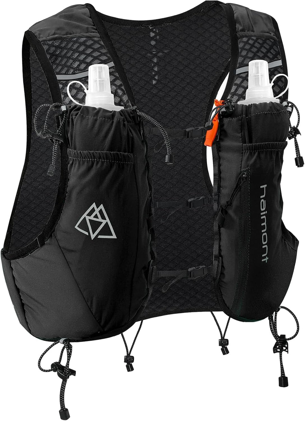 Haimont 10L Trail Running Hydration Vest with Soft Flasks | Reservoir Compatible, Bounce-Free Fit, Quick-Access Storage, Pole Carry, Whistle