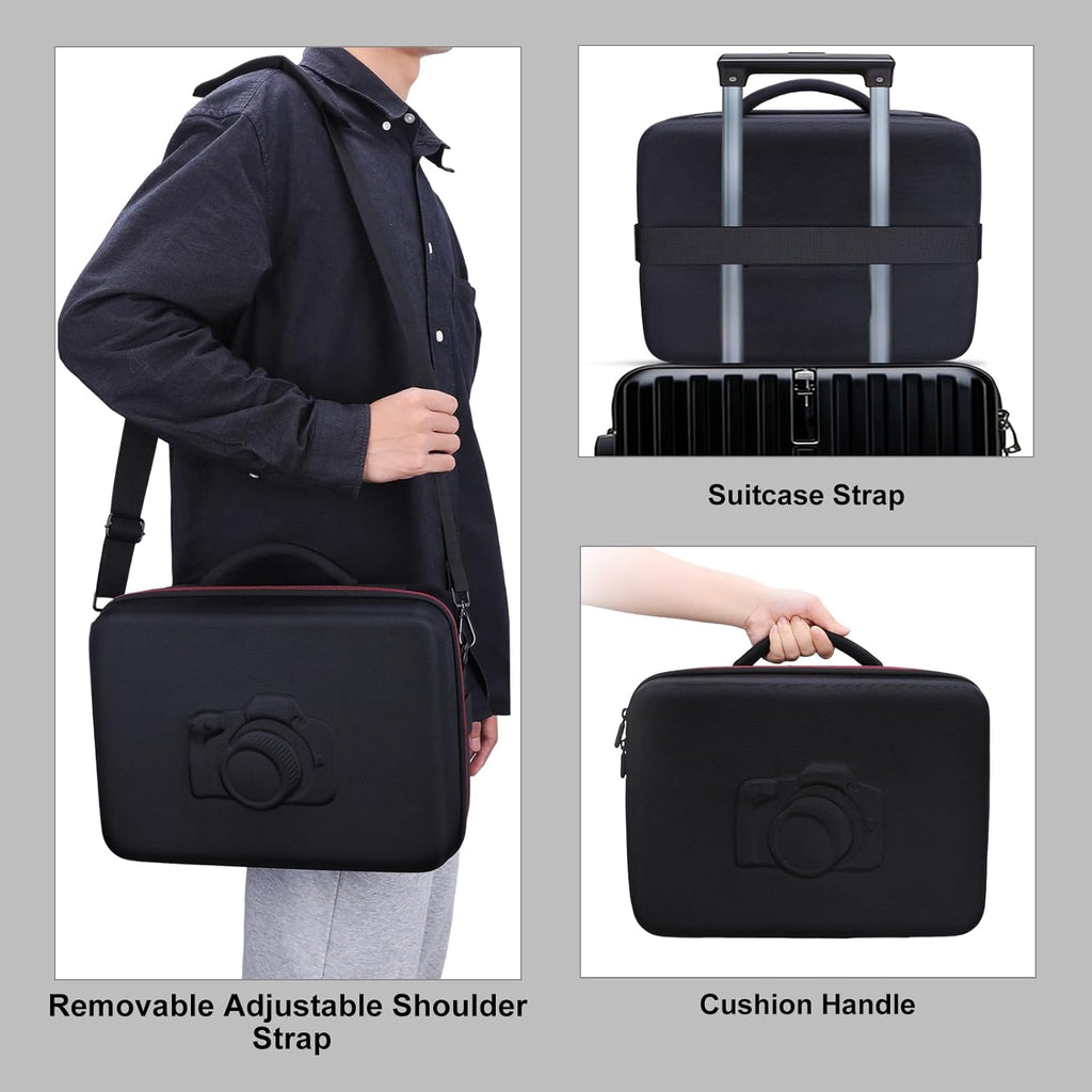 Large Camera Case Bag for Canon/Sony/Nikon Camera and Multiple Lens Black