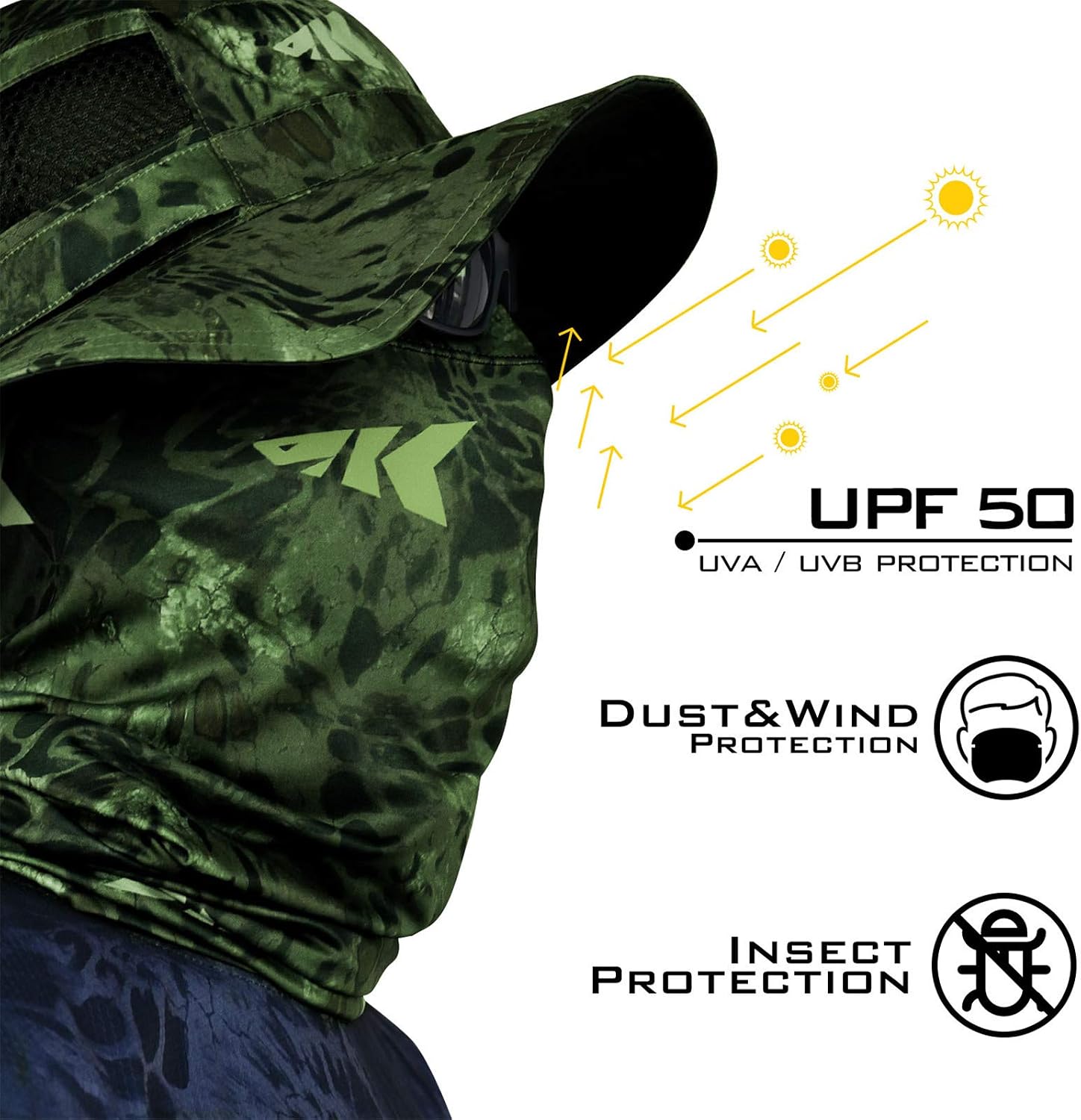 KastKing Sol Armis UPF50+ Neck Gaiter, Hydrocool Fishing Mask, Men & Women