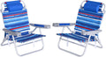 SUNNYFEEL Extra Wide Low Beach Chair 2 Pack 5 Position Lay Flat 500 LBS Heavy Duty, XL Oversized Folding Camping Chairs with Cup Holder for Outdoor/Sand, Portable Backpack Beach Chair for Adults