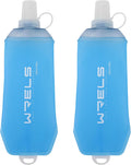 WRELS 200ml/350ml/500ml Collapsible Soft Flask,BPA Free Folding Soft Water Bottle with Hanging Ring,Lightweight TPU Hydration Flask for Running Marathon Cycling Hiking(350ml-2 Packs)