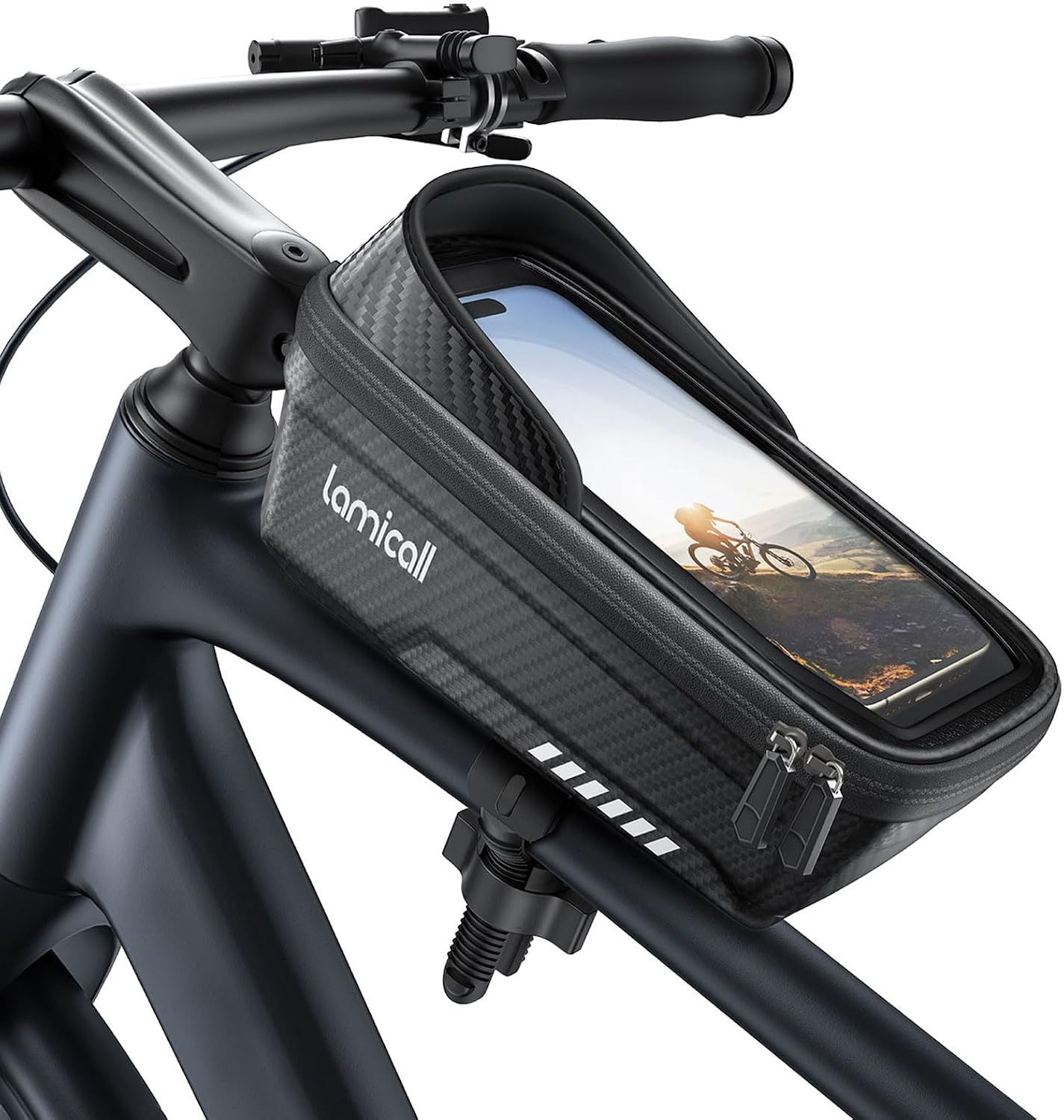 Lamicall Bike Frame Bag Waterproof - [1s Release] Bike Phone Mount Holder