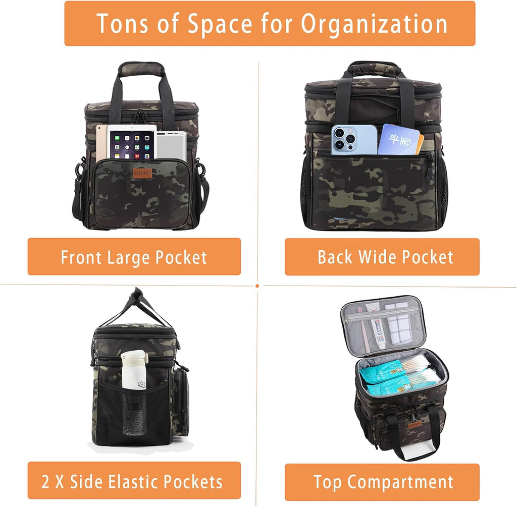 GLENKEY Expandable Lunch Box Insulated Leakproof Cooler Bag Work Outdoor