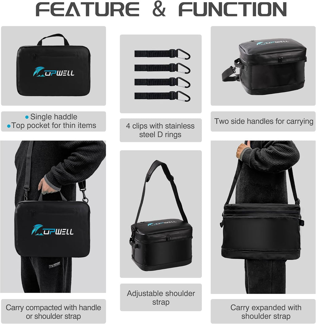 UPWELL Paddle Board Accessories, Waterproof SUP Cooler Bag with TPU Zipper, PVC Dry Bag, 30 Cans Surf Kayak Cooler Bag for Paddle Board, Kayak