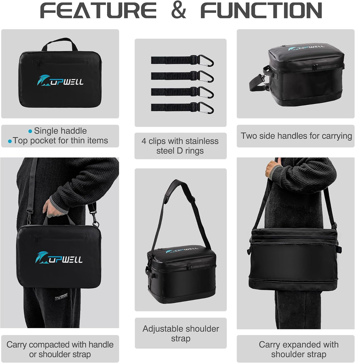 UPWELL Paddle Board Accessories, Waterproof SUP Cooler Bag with TPU Zipper, PVC Dry Bag, 30 Cans Surf Kayak Cooler Bag for Paddle Board, Kayak