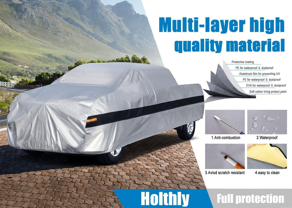 10Layer Truck Cover Waterproof All Weather.Pickup Truck Cover Length: 206-215 inches,Universal Fit Most Regular Cab Short Box Honda Ridgeline Ford Ranger Nissan Frontier Chevy Colorado C10.