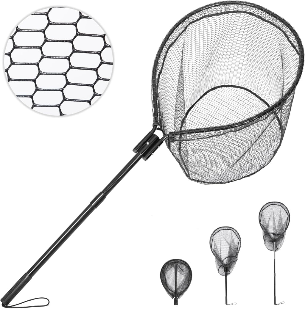 High Strength Large Landing Net, Fishing Net with Long Telescoping Handle