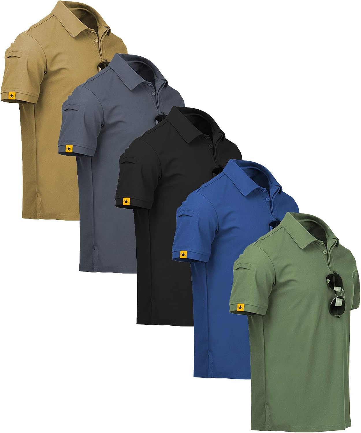 ZITY 5 Pack Mens Polo Shirt Short Sleeve Moisture Wicking Golf T-Shirt