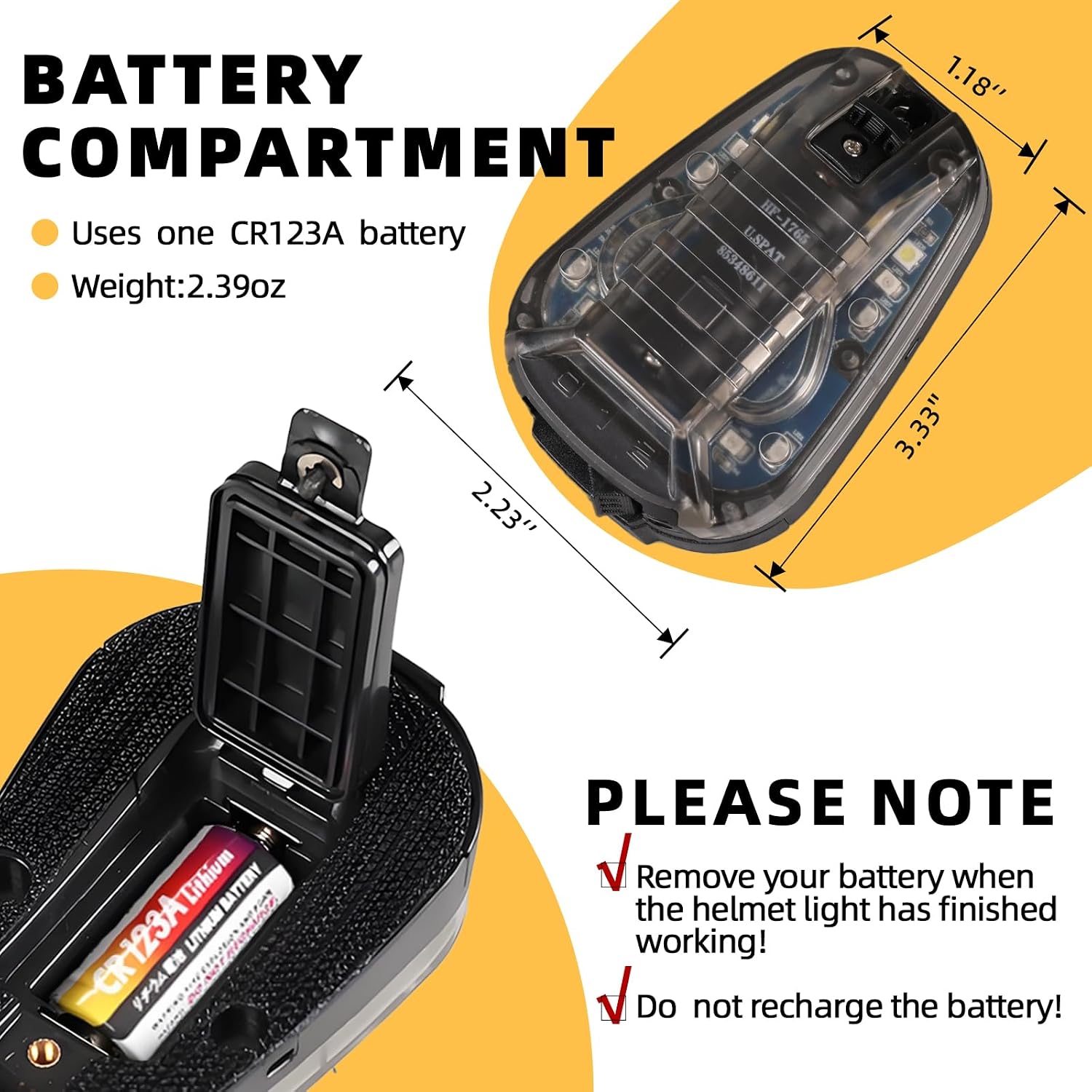 Tactical Helmet Light,4 Modes Visible LED IR Constant-on/Strobe,Waterproof Ladybird Lamp Survival Signal Light for Outdoor Sports Survival Signal Light,1*CR123A Battery Included.