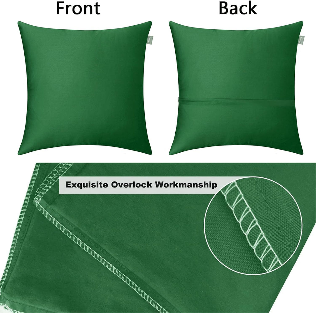 Thmyo 4-Pack 100% Cotton Comfortable Solid Decorative Throw Pillow Case Square Cushion Cover Pillowcases St Patricks Day DIY Throw Pillow Covers for Sofa(18x18 inch/ 45x45cm,Christmas Green)
