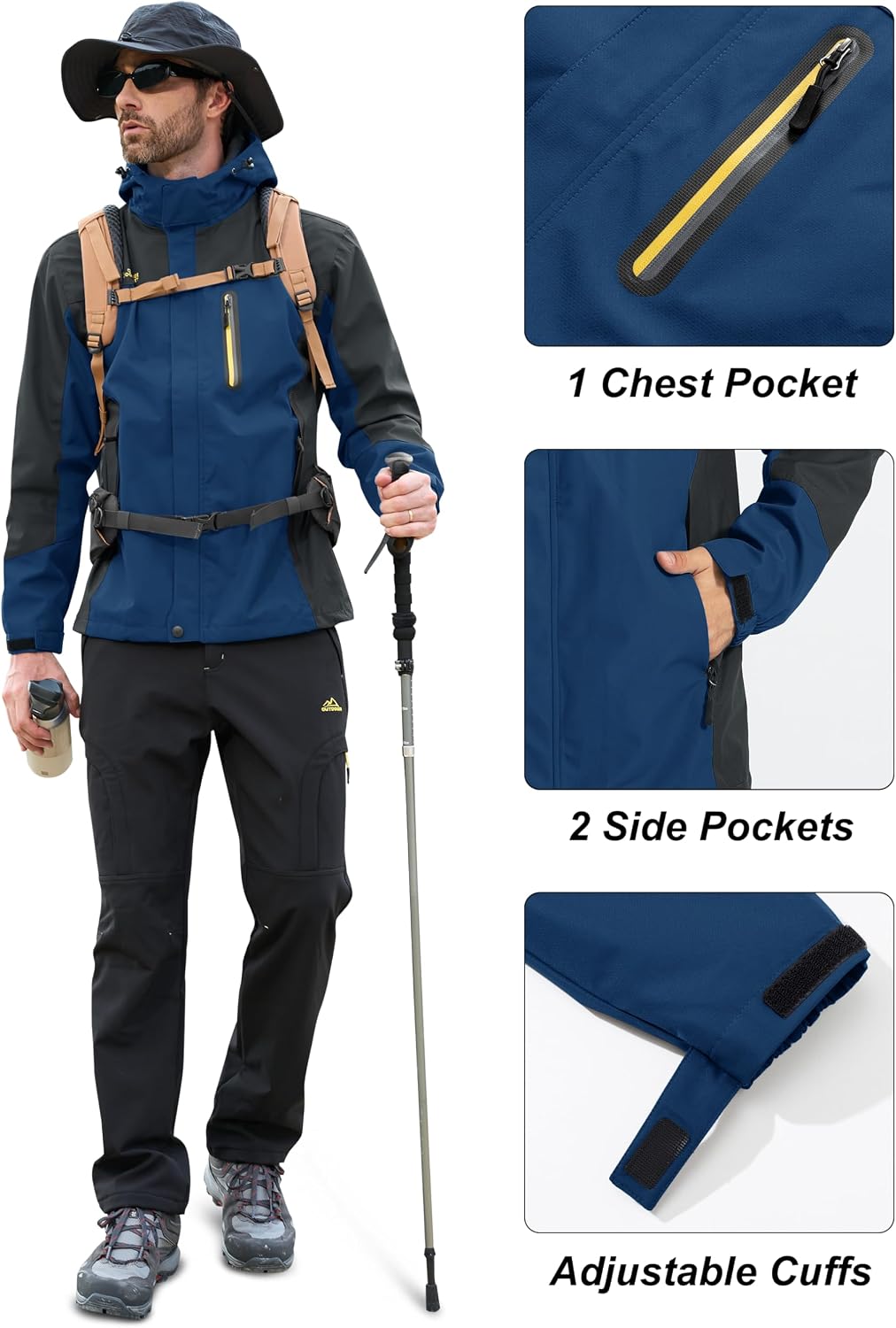MAGCOMSEN Men's Rain Jacket Lightweight Windbreaker Fishing Raincoat