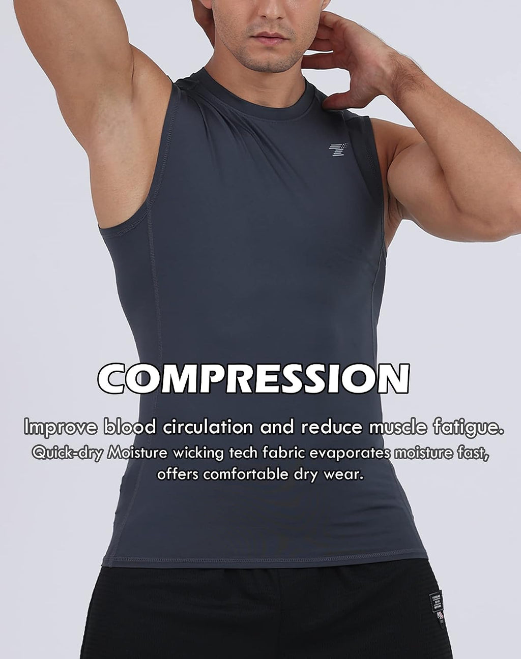 5 Pack Men's Compression Shirts Sleeveless Workout Tank Top BaseLayer