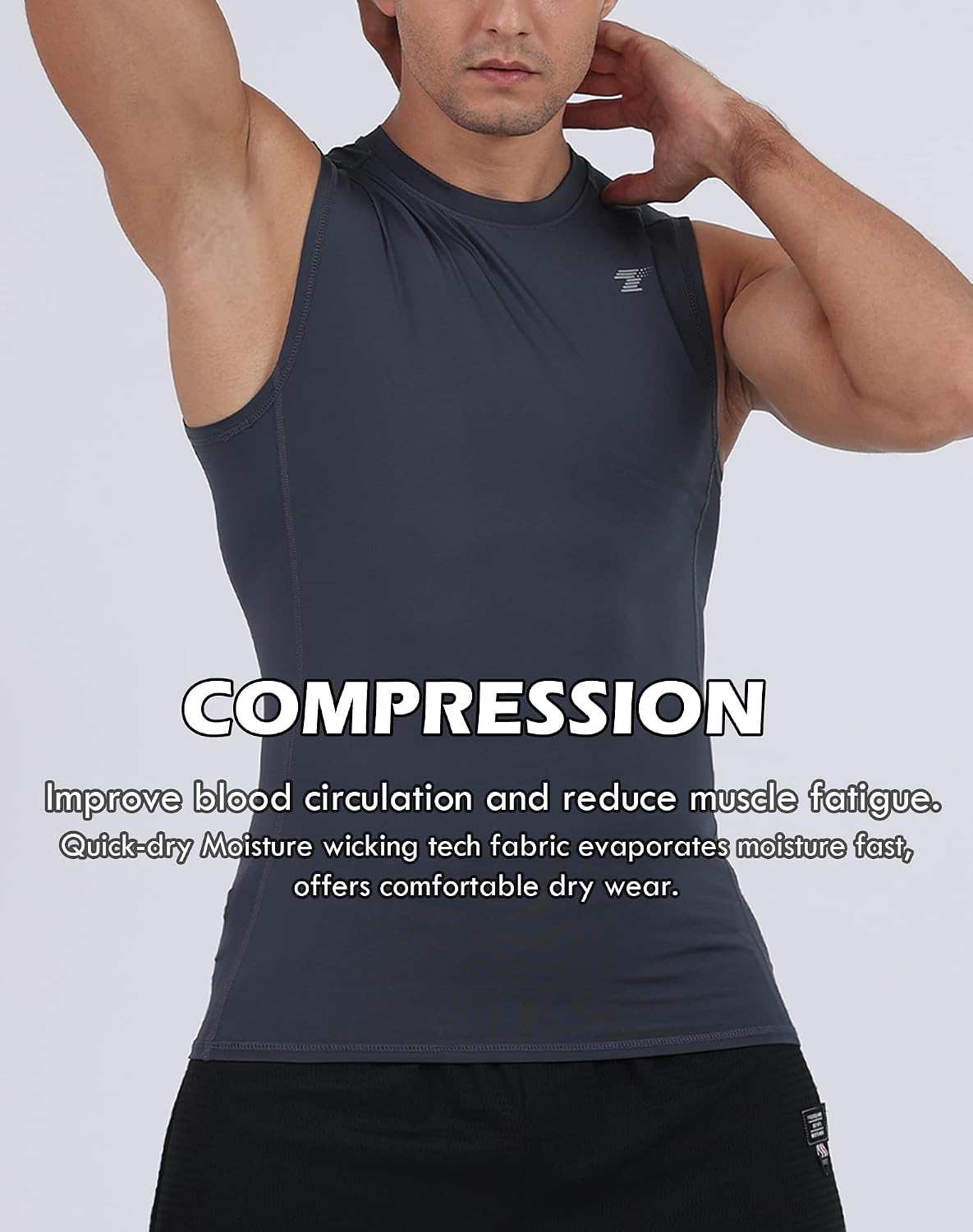 5 Pack Men's Compression Shirts Sleeveless Workout Tank Top BaseLayer